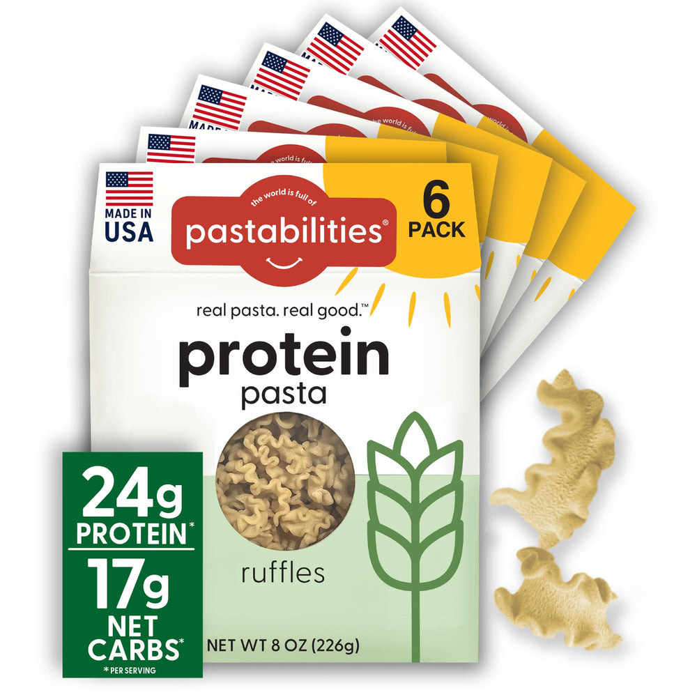 Pastabilities Ruffles frontal mostrando paquete y beneficio alto en proteína