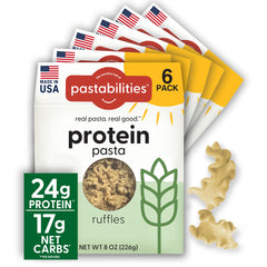 Pastabilities Ruffles frontal mostrando paquete y beneficio alto en proteína