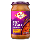 Patak's frasco frontal con etiqueta clara mostrando tikka masala