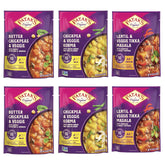 Patak's empaque frontal del pack variedad mostrando las tres recetas y conveniencia