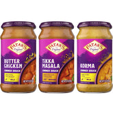 Patak's pack frente mostrando los tres frascos y variedad de sabores