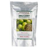 patanjali paquete frontal de Amla Candy mostrando presentación práctica