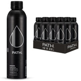 PATHWATER vista frontal del pack de 12 botellas, conveniente y reciclable