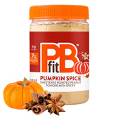 PBfit envase frontal mostrando el sello de pumpkin spice y beneficio ligero
