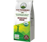 Peak Performance frente del empaque mostrando sello orgánico y beneficio de baja acidez