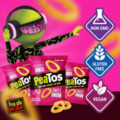 Paquete PeaTos en mano para comparar tamaño y porción individual