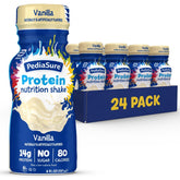 PediaSure Protein vista frontal de la botella mostrando la marca y sabor
