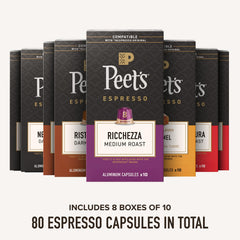 Peet's espresso servido con crema densa y aspecto sedoso