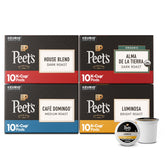 Peet's Coffee empaque frontal mostrando las cuatro cajas y beneficio de variedad