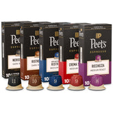 Peet's frontal del pack variedad 50ct mostrando cajas y marca, ideal para regalo