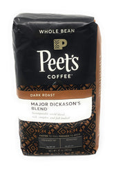 Peet's Coffee empaque frontal de Major Dickason's Blend mostrando la marca y tamaño