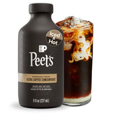 Peet's botella frontal mostrando etiqueta clara y diseño elegante, conveniencia inmediata