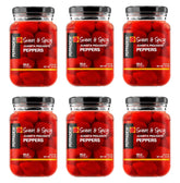 Peppadew frontal frasco mostrando pimientos jugosos y conveniencia