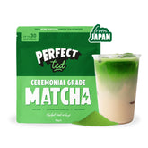 Perfect Ted envase frontal mostrando matcha ceremonial y sello de pureza