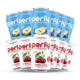 PERFY pack frontal de 12 latas mostrando variedad y conveniencia