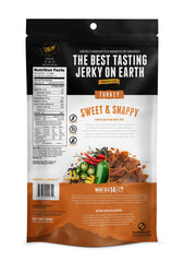 Perky Jerky bolsa resellable abierta manteniendo frescura y sabor