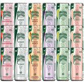 Perrier pack frontal mostrando las 18 latas con variedad de sabores y frescura