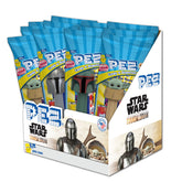 PEZ Mandalorian vista frontal del paquete mostrando variedad de personajes y atractivo visual