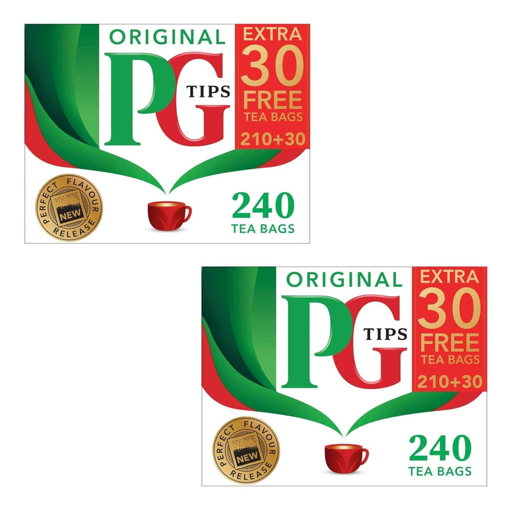 PG Tips frente del empaque mostrando la caja grande y la cantidad, ideal para ahorro