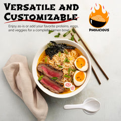 PhoLicious fideos ramen y pho en primer plano con textura elástica