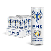PHX frontal de la lata Blueberry Lemonade mostrando la marca y beneficios