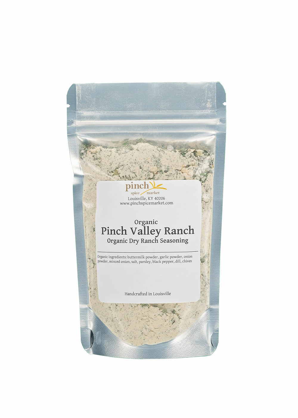 Pinch Spice Market frente del paquete con mezcla Ranch orgánica, muestra sabor auténtico