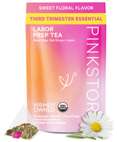 Pink Stork envase frontal mostrando 30 tazas y diseño orgánico