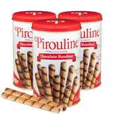 Pirouline lata frontal mostrando diseño y latas reutilizables, mantiene frescura