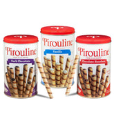 Pirouline lata frontal mostrando sabores y diseño, marca y presentación atractiva