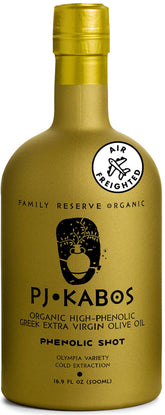 P.J. KABOS botella frontal mostrando diseño y vidrio protector