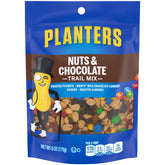 Planters Nuts & Chocolate M&M's frente del empaque mostrando marca y tamaño, conveniencia para llevar