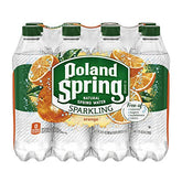 Poland Spring botella frontal con etiqueta mandarina para identificar sabor y formato