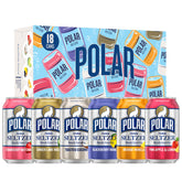 POLAR frontal del pack que muestra los 18 sabores y conveniencia