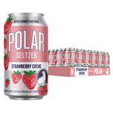 POLAR pack de 18 latas Strawberry Creme mostrando el embalaje y conveniencia