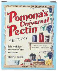 Pomona's Pectin frente del envase mostrando etiquetas y ventaja sin azúcares