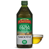 Pompeian botella frontal 32 oz mostrando diseño y volumen, ideal para cocina diaria