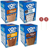 Pop Tarts frontal del paquete mostrando las cuatro variedades y conveniencia