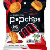 popchips empaque frontal Barbecue mostrando 24 bolsas individuales y beneficio de conveniencia