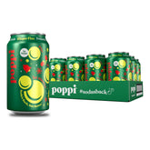 Poppi vista frontal del pack de 12 latas mostrando el diseño y conveniencia