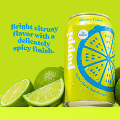 Poppi Ginger Lime lata en mano lista para beber y llevar a cualquier parte