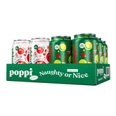 Poppi pack frontal Naughty or Nice mostrando las doce latas y variedad