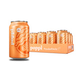 Poppi pack frontal crema de naranja mostrando diseño de lata y ahorro en pack
