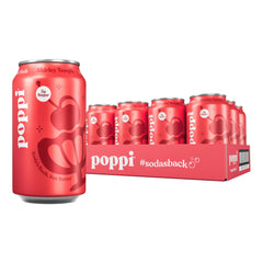 poppi lata frontal del pack mostrando diseño y conveniencia