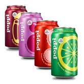 poppi frontal packagíng mostrando las 12 latas y diseño del producto con claridad