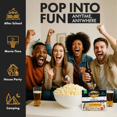 Poppin' Cobs acción en microondas con bolsa expandida, rapidez y conveniencia