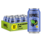 Popwell frontal mostrando lata Blackberry Lime y atractivo visual refrescante