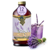 Portland Syrups botella frontal mostrando jarabe lavanda y diseño