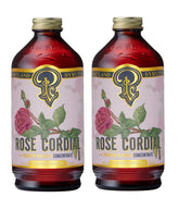 Portland Syrups bote frontal mostrando jarabe de rosas y etiqueta clara