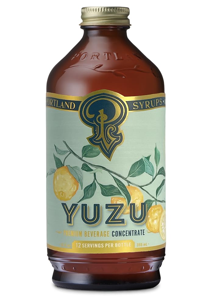 P Portland Syrups botella frontal mostrando el concentrado yuzu y ahorro de espacio