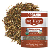 Organic Positively Tea frente del envase mostrando marca y beneficio orgánico
